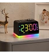 JALL Digital Alarm Clock with FM Radio for Bedroom, 8 Colors Night Light with Charging Port, Slee...