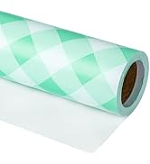 RUSPEPA Wrapping Paper - Mini Roll - Green Plaid White Background Design Perfect for Wedding, Bir...