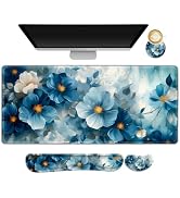 NXZGO Desk Mat Pad, Gaming Mouse Pad Wrist Support Set, 4 in1 Non-Slip Large Mousepad + Ergonomic...