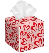 Heart Tissue Box Holder,Love Heart Cube Tissue Box Cover Holder,Leather Facial Paper Organizer Di...