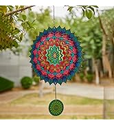 Mandala Wind Spinners Hanging 12 inch 3D Metal Garden Wind Sculptures & Spinner Indoor Outdoor Ga...