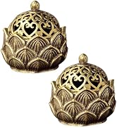 2Pcs Gold Lotus Incense Burner Vintage Flower Incense Holder Incense Cone Burner for Home Fragran...