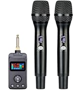 Microphone, Rechargeable Dual Microphones Karaoke Cordless Mic with Receiver for Karaoke Singing ...