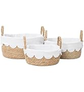 Handmade Seagrass Wicker Storage Basket with Handles & Removable Liner,Eco-Friendly Oval Woven Sh...