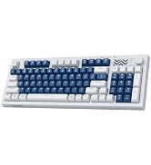 wegear Pastel Wireless Keyboard, Computer Gaming Keyboard with Media Knob, Tri-Mode Bluetooth/2.4...