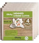 Olicity Cheese Cloths, 4PCS, Grade 100,20x20Inch Hemmed Cheese Cloth Fabric Reusable Fine Mesh Cl...