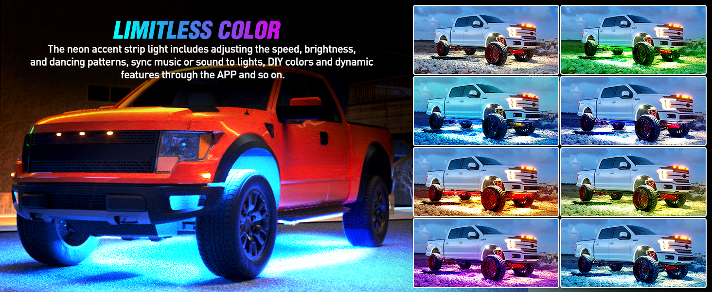 6pcs car underglow RGB neon accent strip lights