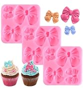 FDKYOEK 3 PCS Bow Chocolate Molds, Pink Silicone Chocolate Mold, DIY Mini Bows Sugar Candy Molds ...