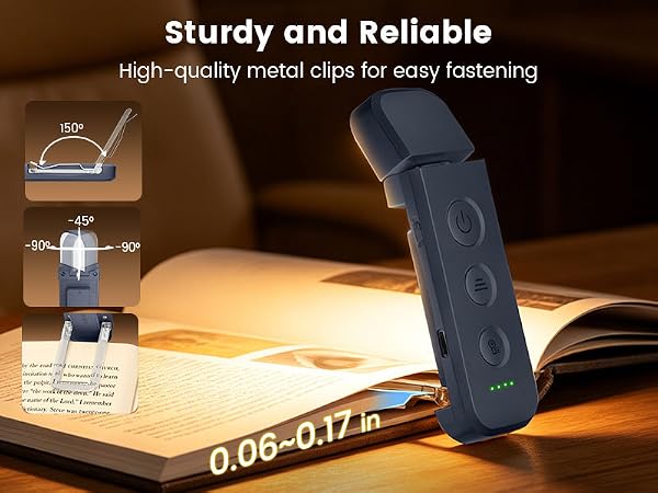 Glocusent 12 LED Book Light,Portable USB-C Book Lights for Reading at Night Clip on Reading Light