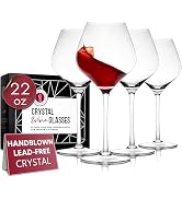 Gusto Nostro Crystal Wine Glasses Set of 4, 22 Oz Long Stem Modern Wine Glasses for White and Red...