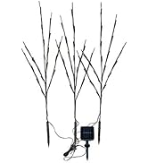 Uonlytech 60 LEDs Solar Powered Artificial Branch Lights Twig Lights Lighted Willow Branch for Ch...