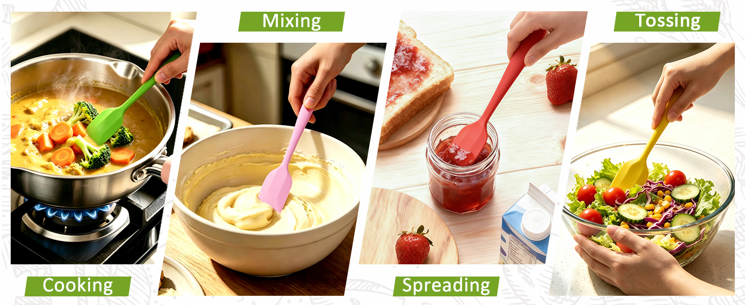 perfect for cooking, mixing the batter, spreading jam, tossing the salad