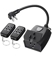 DEWENWILS Outdoor Dimmer for String Lights, Two-Remote Control Dimmable Plug, 100FT Range, Waterp...