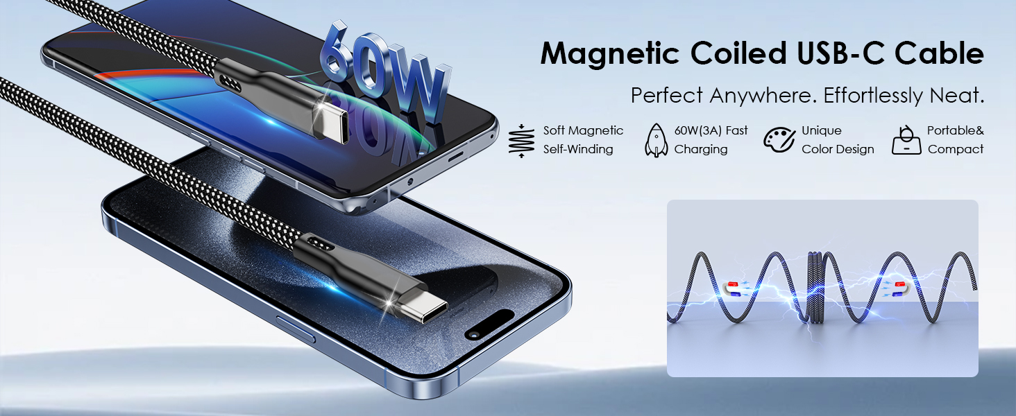 magnetic usb c cable fast charging USB C to C 60W