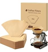 100 Count #4 Cone Coffee Filters, Unbleached Natural Paper Coffee Filters Compatible with Ninja, ...