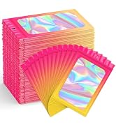 Funfery 300 Pack Smell Proof Resealable Bags for Food Storage,Holographic Bags 4x6 Mylar Clear Ba...