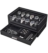ProCase Watch Box for Men, 12 Slots Watch Display Holder with Clear Acrylic Top, Large Capacity P...