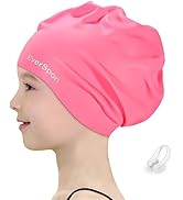 EverSport Youth Large Swim Cap for Girls Kids 6-14, Long Hair Silicone Swimming Cap for Braids Ke...