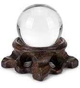 2.16" Hand Carved Solid Wood Crystal Ball Stand, 20% Thickened Heavy Duty Sphere Display Holder, ...