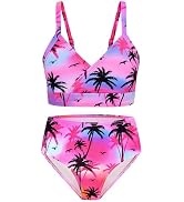 Sylfairy Girls Swimsuits 2 Piece Bikini Set Adjustable Shoulder Straps Swim Suit Kids Bikini