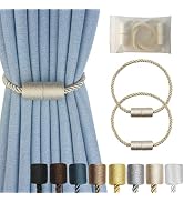 Hangtty Magnetic Curtain Tiebacks 2 Pack Beige Curtain Rope Tieback Curtain Holders for Drapes Mo...