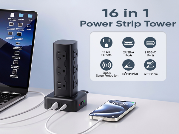 16 in 1 Power Strip Tower