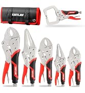 KRETLAW Vice Grips Pliers Set, 6-Piece Locking Pliers Set, 6-1/2”&9-1/2” Long Nose Locking Pliers...