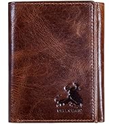 BULL GUARD Best Leather Men's RFID Trifold Wallet With ID Great Outdoor Wallet