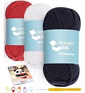 CROCHET BOX Yarn for Beginners: Yarn for Crocheting, Cotton Nylon Blend, 4 Medium Weight, Black, ...