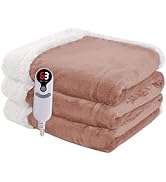 Minervada Heated Blanket Electric Throw 50''x60'', 3 Hour Auto Shut-Off 6 Heating Levels Small Wa...