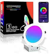 MELEGAN Smart Recessed Lighting 4 Inch LED Slim Recessed Lights 9W RGB WiFi LED Retrofit Downligh...
