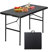 Saicool Folding Event Table, Heavy Duty Picnic Table Indoor Outdoor Camping Table, 4FT Portable w...
