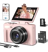 4K Digital Camera for Photography, 64MP Vlogging Camera for YouTube with 3" 180° Flip Screen, WiF...