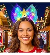 JEARITS Light Up Christmas Bow Headband Glowing Star Headpiece Birthday Hair Bow Accessories