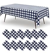 misaya 12 Packs Buffalo Disposable Table Cloth, 54 x 108 Inch Waterproof Plastic Tablecloth, Rect...
