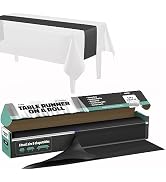 Black Table Runner – 14" X 110' Premium Plastic Longtable Runners with Cutter Box - Cut to Size -...