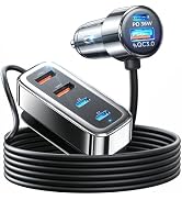 AINOPE Car USB Charger Multi Port, 108W Fast USB C Car Charge PD 36W & QC3.0 Cigarette Lighter Ca...
