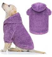 Fuzzy Dog Hoodie Dog Sweaters for Large Dogs Soft Double-Sided Plush Fleece Sweater Clothes Coats...