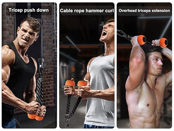 SELEWARE Triceps Rope with Non-Slip Soft Rubber End