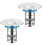 DODOBETTER Universal Bathroom Sink Stopper, Pop Up Sink Drain Strainer Plug with Removable Stainl...