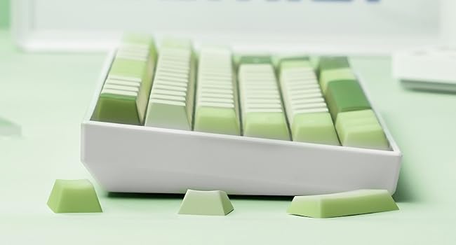 Womier PBT Keycaps Green, Jade Keycaps 60 75 100 Percent, Translucent Key caps Custom