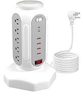 Power Strip Tower 15 Outlets 6 USB Ports, Surge Protector with Colorful Led-Light & PD 30W USB-C ...