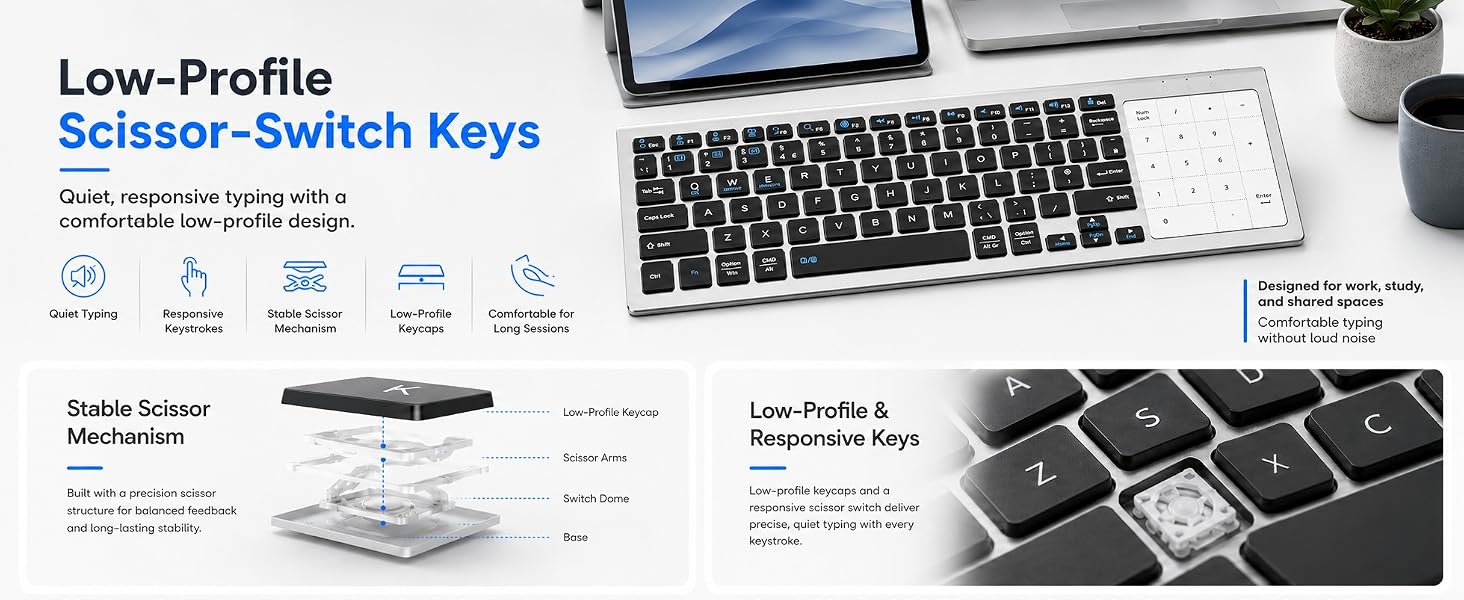 wireless keyboard with touchpad and numeric keypad