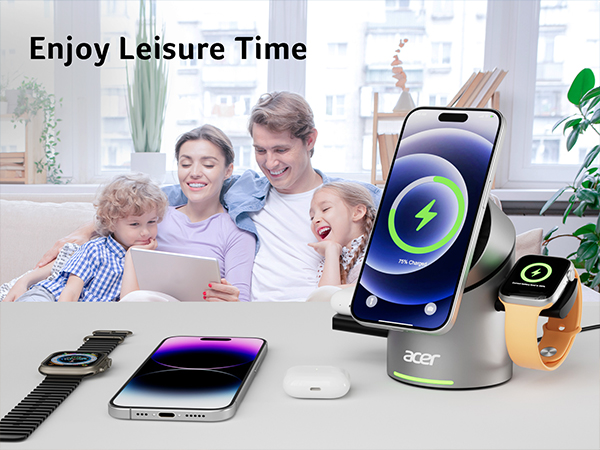 3 in 1 charging station apple charging station for multiple devices phone charger stand