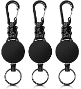 Retractable Keychain 3 Pack Heavy Duty Carabiner Badge Holder Extendable Badge Reel ID Holder Key...