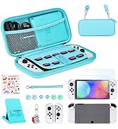 Younik Switch OLED Accessories Bundle, 17 in 1 Blue Switch Oled Accessories Kit for Girls Include...