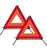 Gdnecad 2 PCS Reflective Warning Triangle, Reflective Triangle Roadside Hazard Sign with Steel Br...