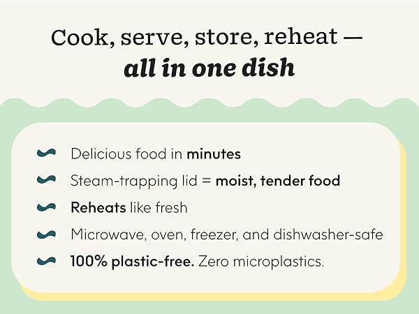 Anyday microwave cookware. Cook, serve, store, and reheat in one dish
