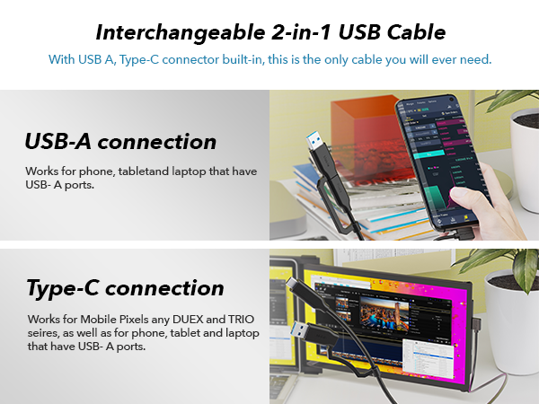 usb a and type c interchangeable 2-in-1 usb cable