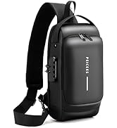 Peicees Mens Crossbody Bag Man Bags Mens Purse Anti-theft Leather Sling Bag Shoulder Bag Chest Ba...